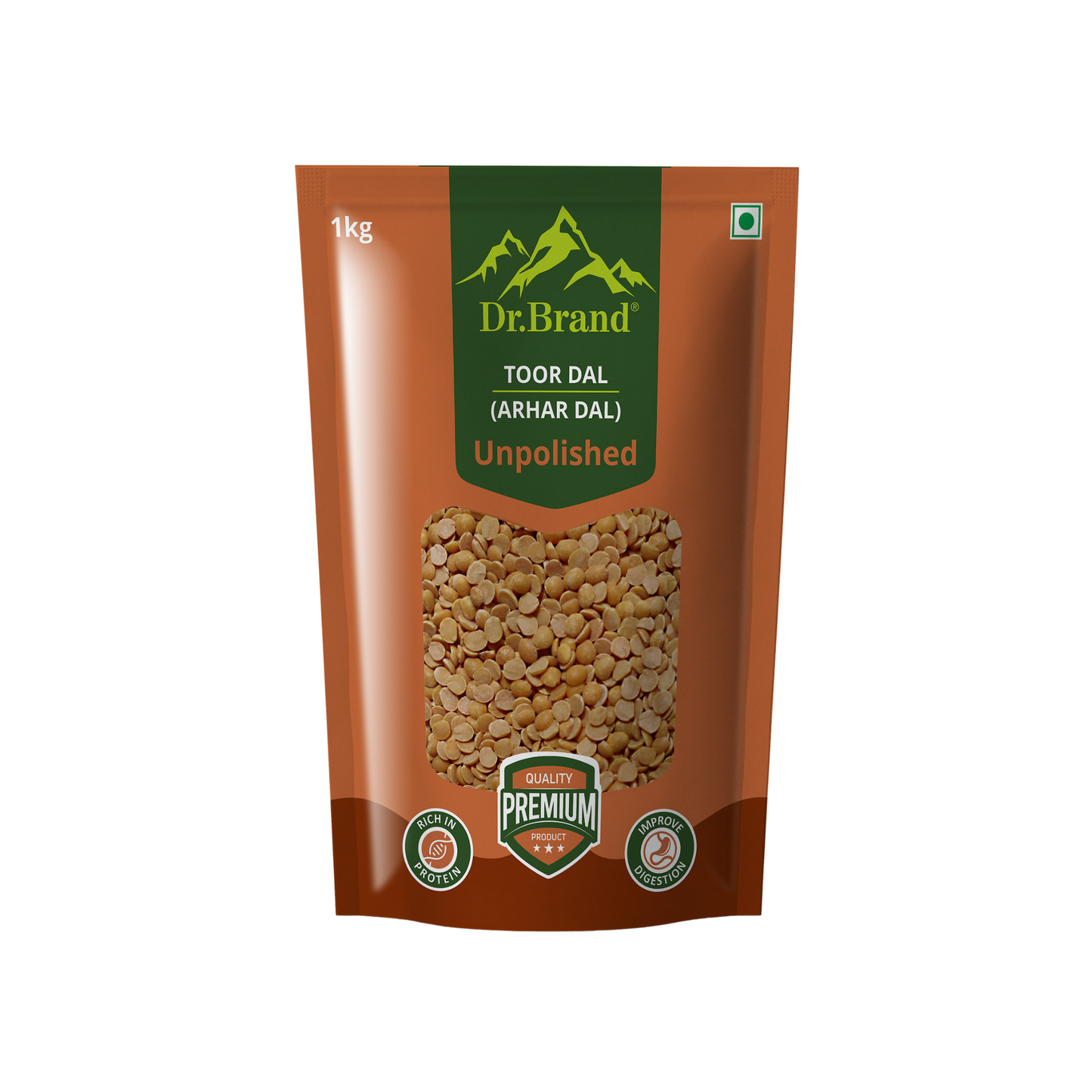 Dr. Brand's - Unpolished Toor Dal 1 kg (Pack of 2)
